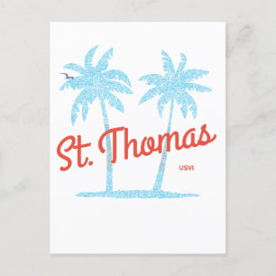 St. Thomas Insel USVI Vintage-Korallenart Palmen Postkarte