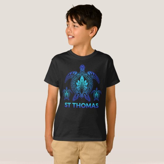 St Thomas Jungfrau Islands Blue Sea Turtle Souveni T-Shirt (Vorne ganz)