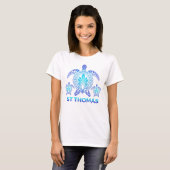St Thomas Jungfrau Islands Blue Sea Turtle Souveni T-Shirt (Vorne ganz)