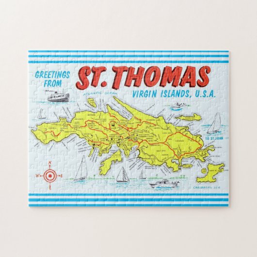 St. Thomas Jungfrau Islands Detaillierte Karte Puzzle (Horizontal)