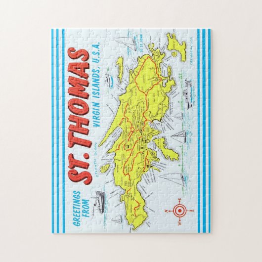 St. Thomas Jungfrau Islands Detaillierte Karte Puzzle (Vertikal)