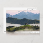 St. Thomas Kirche mit Bergen in Slowenien Bar Postkarte (Vorne/Hinten)