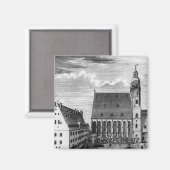 St. Thomas Kirche und Schule in Leipzig, 1723 Magnet (Vorderseite/Rückseite)