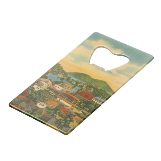 St Thomas Kreditkarten Flaschenöffner (Vorderseite Schrägansicht)