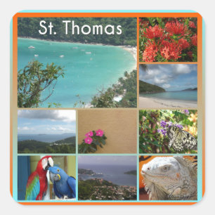 St. Thomas - Landschaftliches FotoCollage 6119 Quadratischer Aufkleber