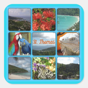 St. Thomas - Landschaftliches FotoCollage Quadratischer Aufkleber