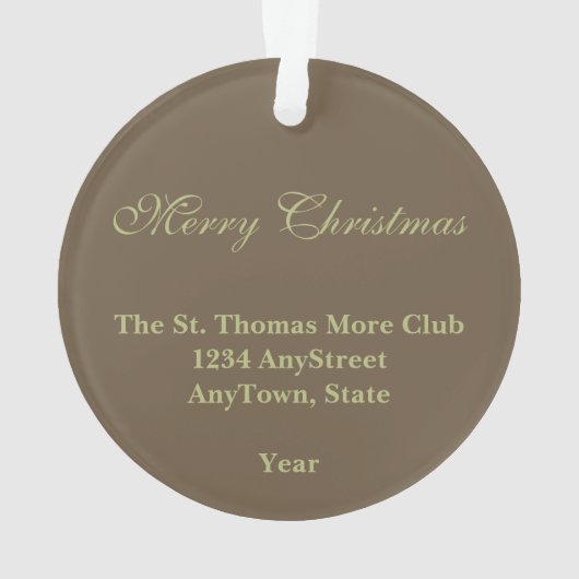St. Thomas More (SAU 026) Circular Acrylic Ornament (Rückseite)