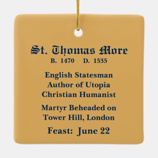 St. Thomas More (SAU 026) Square Keramikornament (Rückseite)