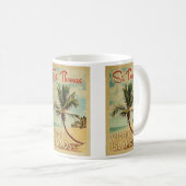 St Thomas Palm Tree Vintage Travel Kaffeetasse (VorderseiteRechts)