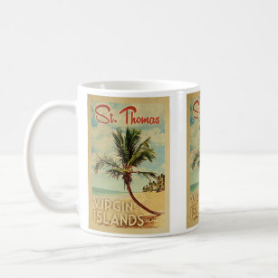 St Thomas Palm Tree Vintage Travel Kaffeetasse