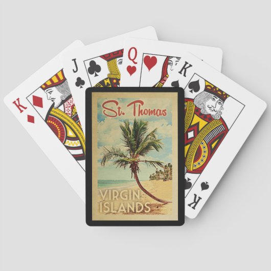 St Thomas Palm Tree Vintage Travel Spielkarten (Rückseite)