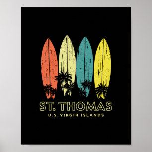 St Thomas Retro-Surfboards Vintage-Jungen-Mädchen- Poster