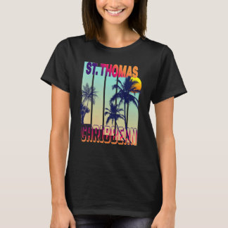 St Thomas Retro Vintage Stil Palme T-Shirt