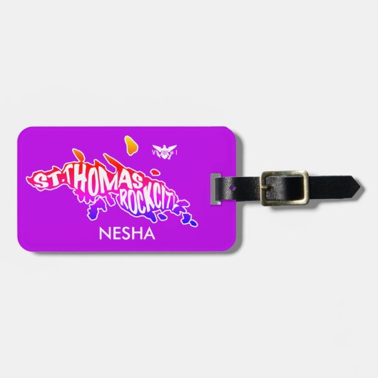 St. Thomas "Rock City" U.S. Jungfrau Islands Lila Gepäckanhänger (Vorderseite horizontal)