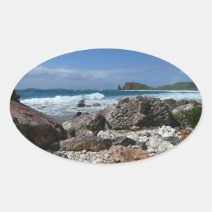 St. Thomas Rocky Beach Ovaler Aufkleber