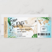 ST THOMAS Save the Date Boarding Pass Beach Einladung (Vorderseite)