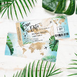 ST THOMAS Save the Date Boarding Pass Beach Einladung<br><div class="desc">US Jungfrau Islands,  St Thomas,  Destination Beach Wedding Boarding Pass Ticket Gold Flugzeug Save the Date mit Herz und Flugzeug Ikone mit tropischen Blätter</div>