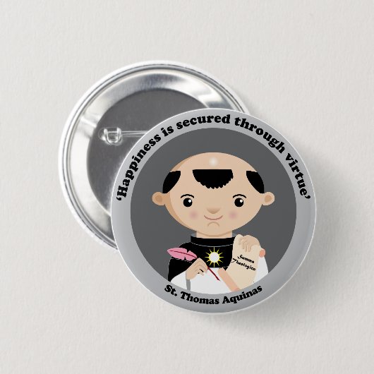 St Thomas Thomas von Aquin Button (Vorne & Hinten)