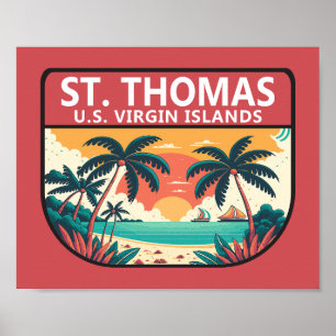 St Thomas U.S. Jungfrau Islands Retro Emblem Poster