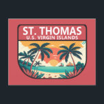 St Thomas U.S. Jungfrau Islands Retro Emblem Postkarte<br><div class="desc">St Thomas Vektor Art Design. Es ist bekannt für seine Strände und Schnorchelplätze.</div>
