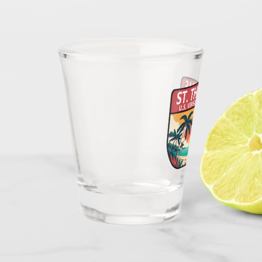 St Thomas U.S. Jungfrau Islands Retro Emblem Schnapsglas (Links)