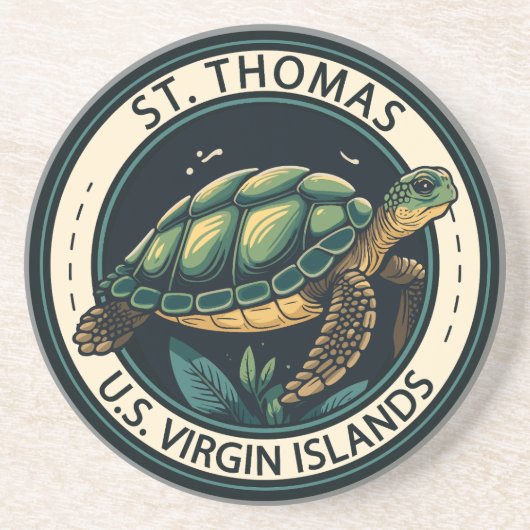 St Thomas U.S. Jungfrau Islands Turtle Abzeichen Getränkeuntersetzer (Vorne)