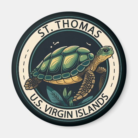 St Thomas U.S. Jungfrau Islands Turtle Abzeichen Magnet (Vorne)