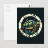 St Thomas U.S. Jungfrau Islands Turtle Abzeichen Postkarte (Vorne/Hinten)