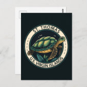 St Thomas U.S. Virgin Islands Turtle Badge Postkarte (Vorne/Hinten)
