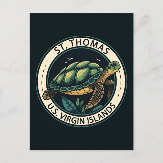 St Thomas U.S. Virgin Islands Turtle Badge Postkarte (Vorderseite)