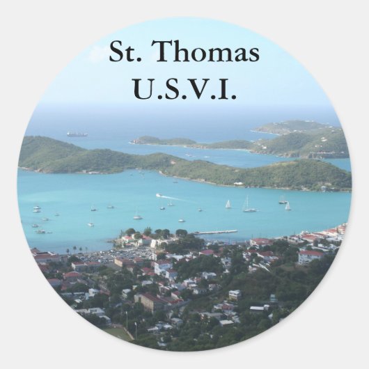 St. Thomas USA.V.I. Runder Aufkleber (Vorderseite)