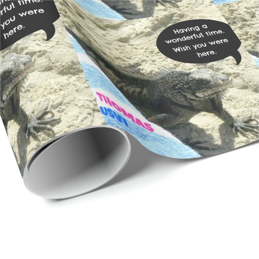 St. Thomas USVI, Iguana am Strand Geschenkpapier (Rolleneckpunkt)