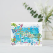 St. Thomas USVI Illustrierte Fahrkarte Postkarte (Stehend Vorderseite)