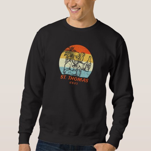 St Thomas Usvi Vintag Pirate & Parrot Urlaub Sweatshirt (Vorderseite)