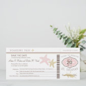 St. Thomas Wedding Boarding Pass Save The Date (Stehend Vorderseite)