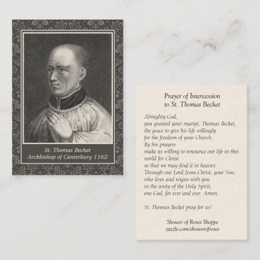St- Thomashaken der Canterbury-Gebets-heiligen Visitenkarte (Vorne/Hinten)