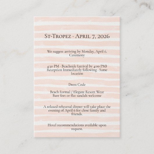 St. Tropez Destination Wedding  Begleitkarte (Vorderseite)