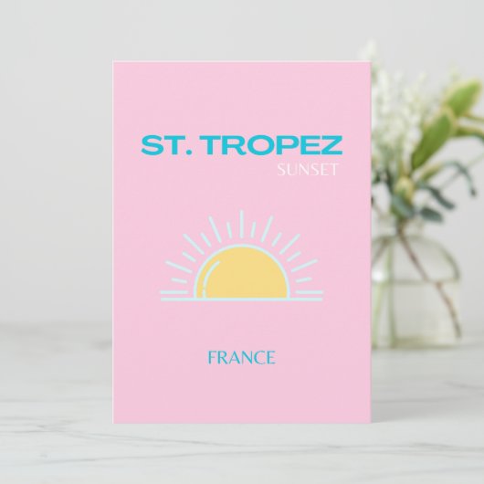 St Tropez, Frankreich, Preppy, Pink Dankeskarte (Stehend Vorderseite)