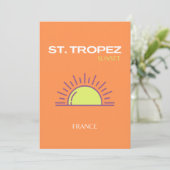 St Tropez, Frankreich, Sunset, Travel Art, Orange Dankeskarte (Stehend Vorderseite)