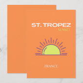 St Tropez, Frankreich, Sunset, Travel Art, Orange Dankeskarte (Vorne/Hinten)