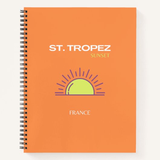 St Tropez, Frankreich, Sunset, Travel Art, Orange Notizblock (Vorderseite)