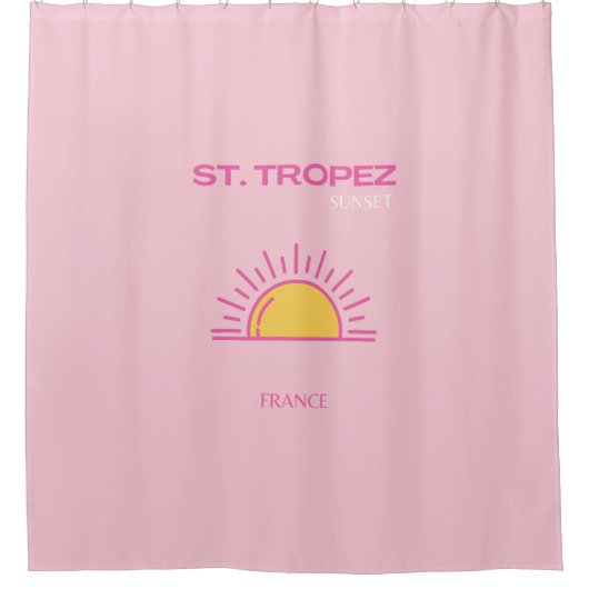 St Tropez, Frankreich, Sunset, Travel Art, Pink Duschvorhang (Vorderseite)