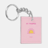 St Tropez, Frankreich, Sunset, Travel Art, Pink Schlüsselanhänger (Vorderseite links)