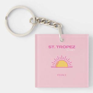 St Tropez, Frankreich, Sunset, Travel Art, Pink Schlüsselanhänger