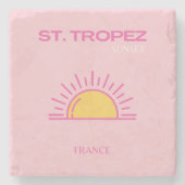 St Tropez, Frankreich, Sunset, Travel Art, Pink Steinuntersetzer (Vorderseite)