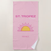 St Tropez, Frankreich, Sunset, Travel Art, Pink Strandtuch (Vorderseite)