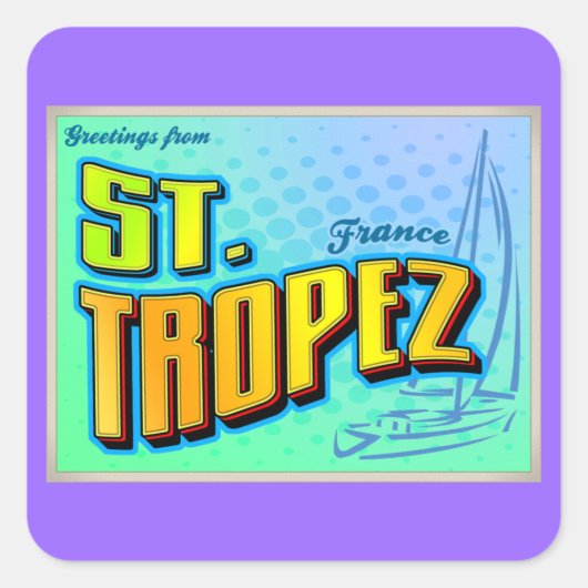 ST. TROPEZ QUADRATISCHER AUFKLEBER (Vorderseite)
