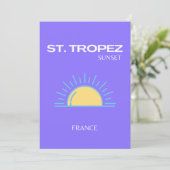St Tropez, Sunset, Lila Dankeskarte (Stehend Vorderseite)