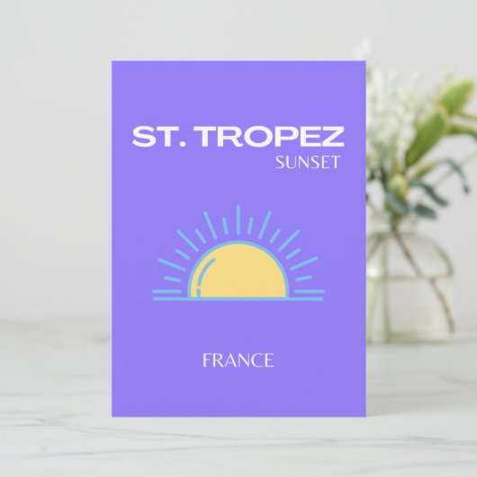 St Tropez, Sunset, Lila Dankeskarte (Stehend Vorderseite)