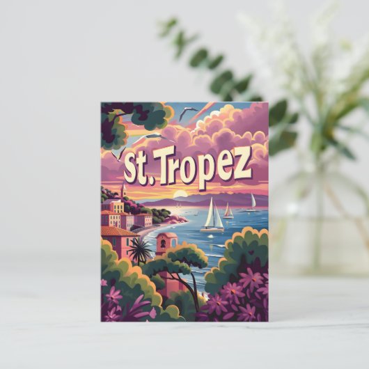 St.Tropez Sunset Postkarte (Stehend Vorderseite)